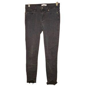 Paige‎ Verdugo Ankle Skinny Jeans Black Raw Hem Size 26 Stretch Denim